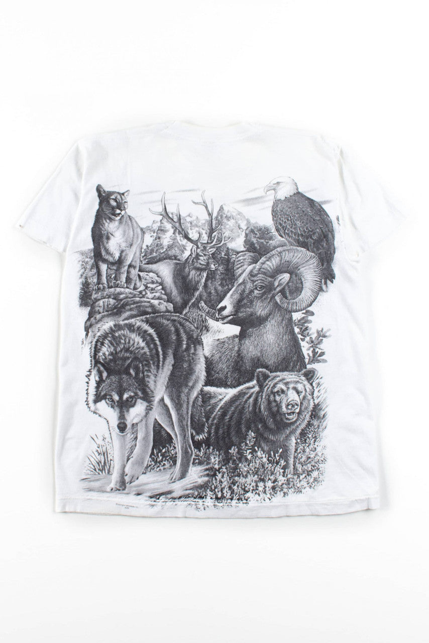 Vintage Black & White Animals T-Shirt (1980s)