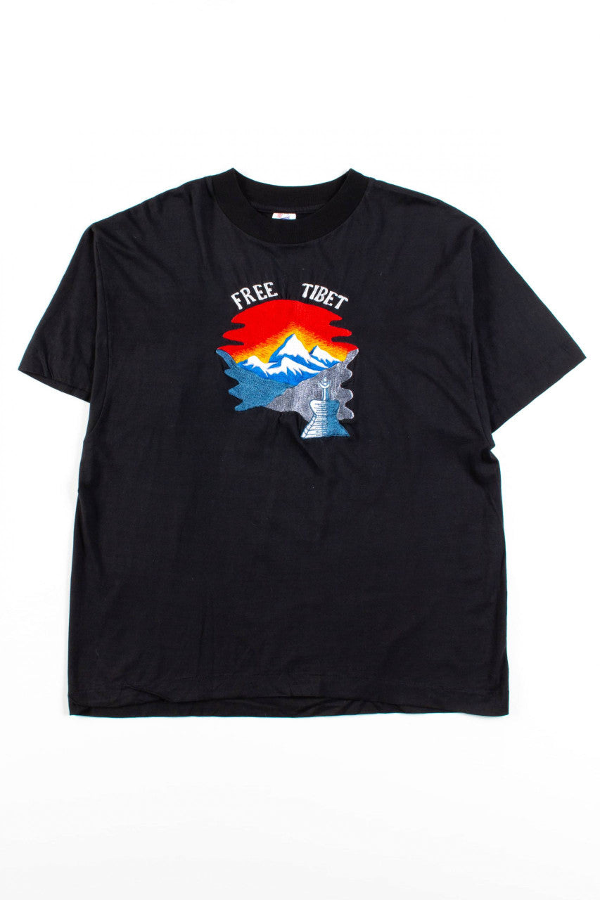 Vintage Free Tibet Embroidered T-Shirt