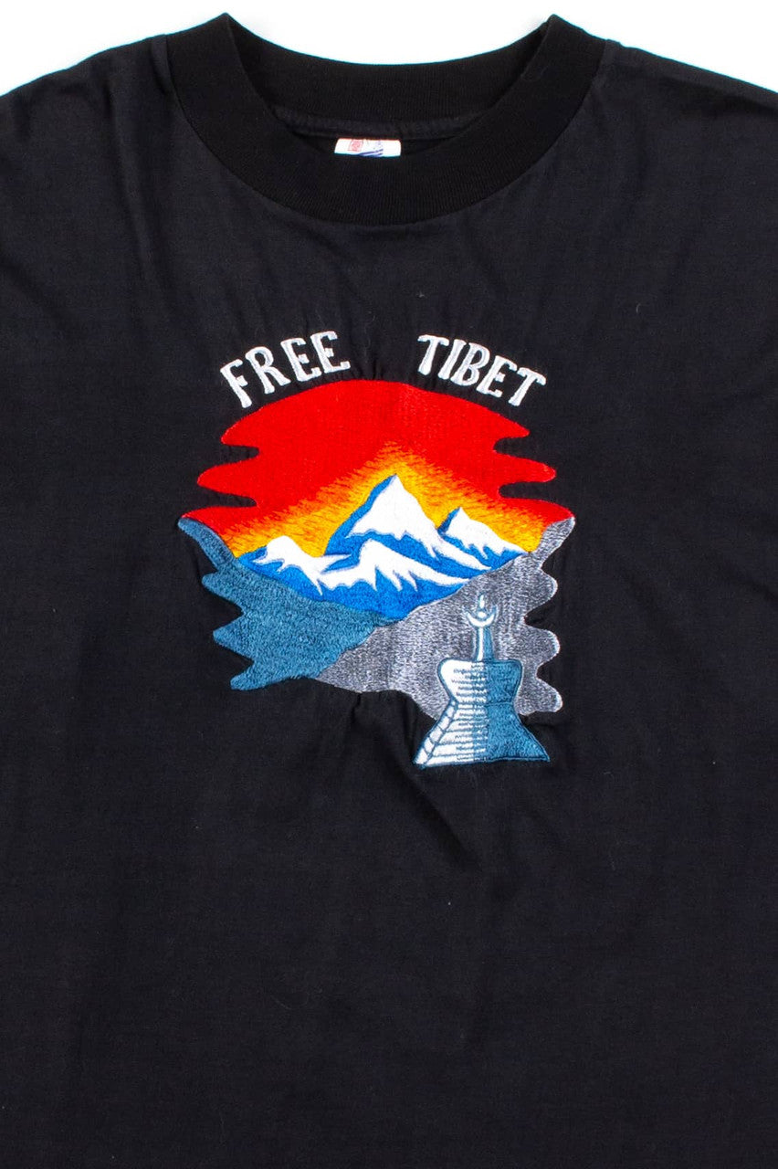 Vintage Free Tibet Embroidered T-Shirt