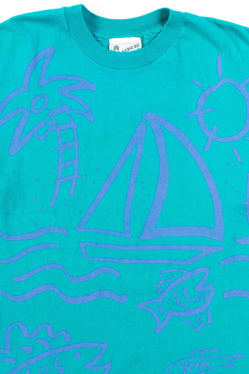 Vintage Allover Tropical Graphic T-Shirt
