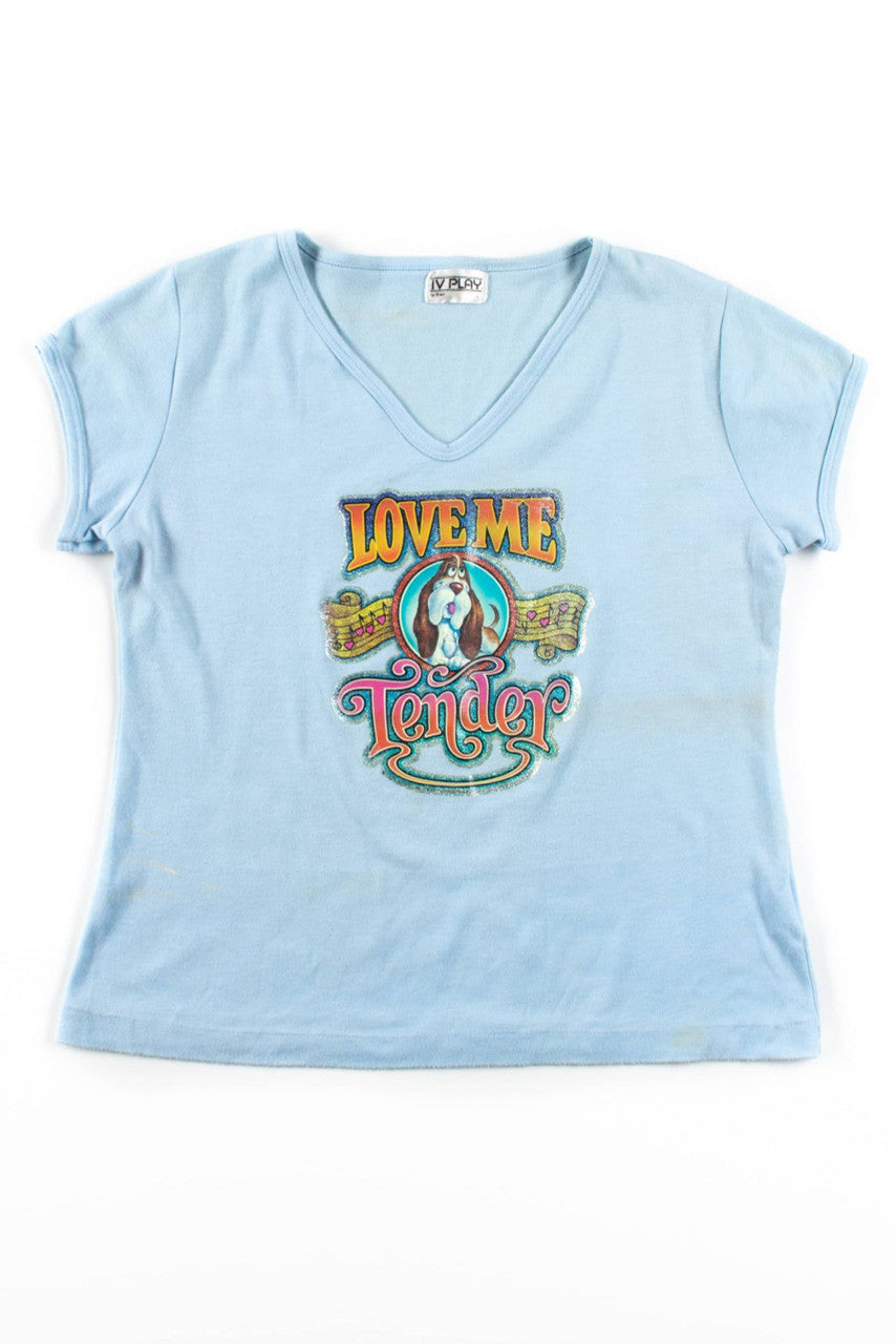 Vintage Love Me Tender Women's Cut V-Neck T-Shirt (1979)