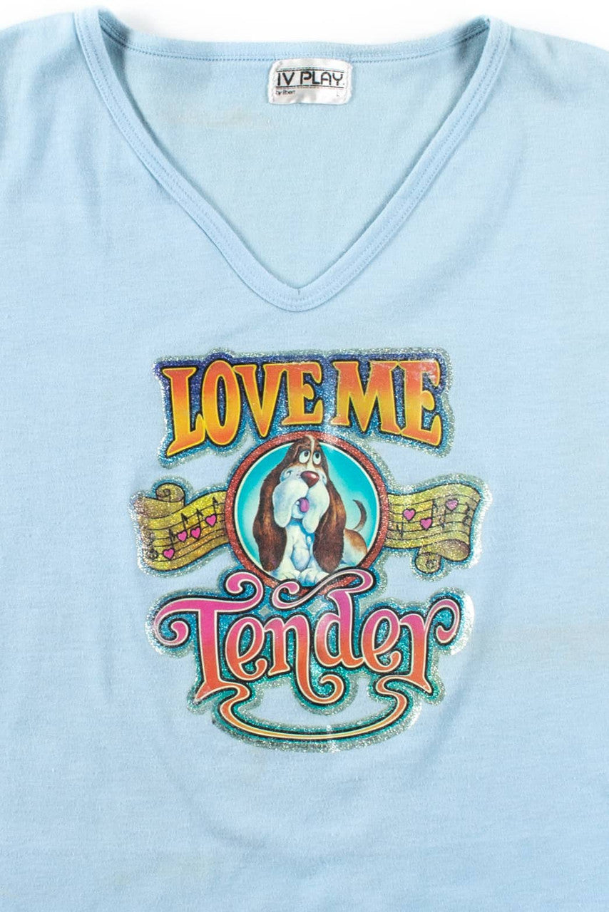 Vintage Love Me Tender Women's Cut V-Neck T-Shirt (1979)