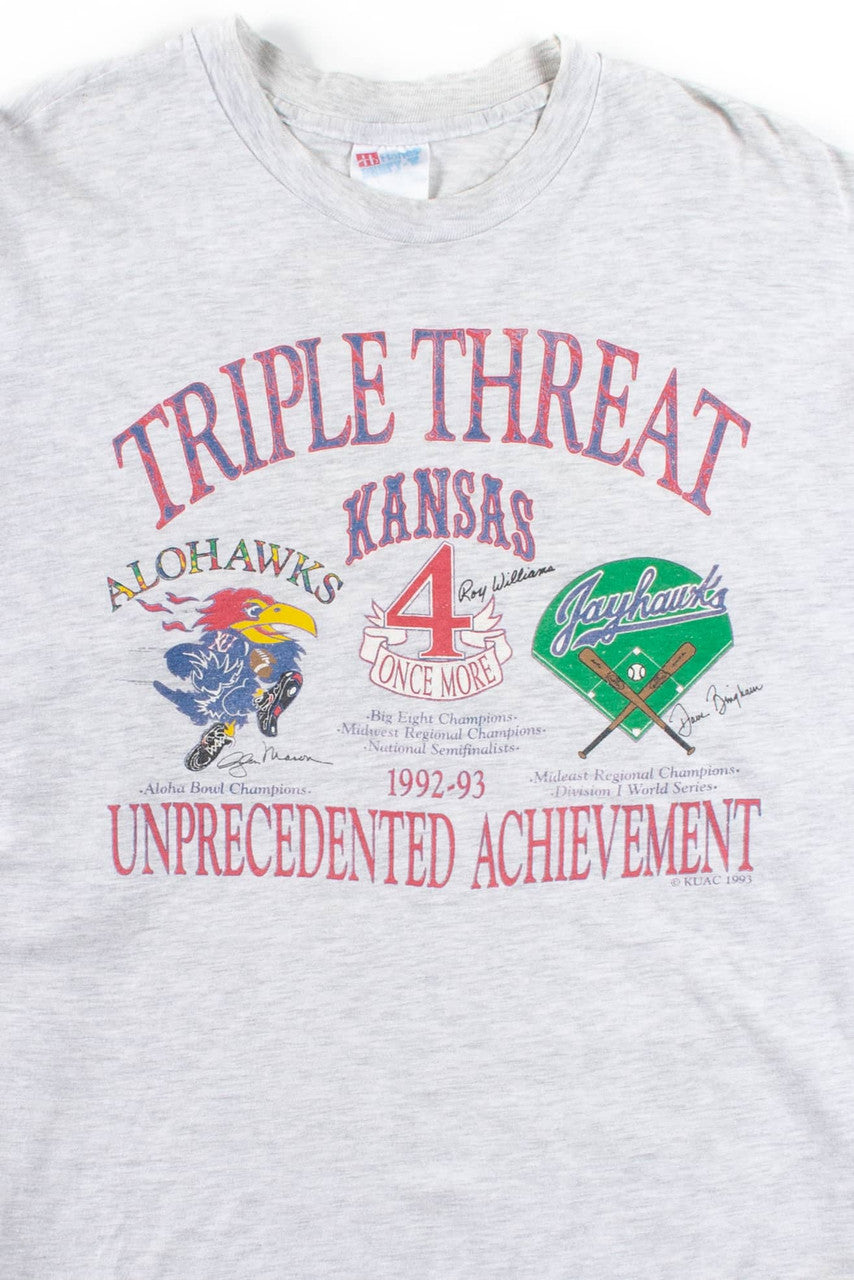 Vintage Kansas Jayhawks Triple Threat Long Sleeve T-Shirt (1993)