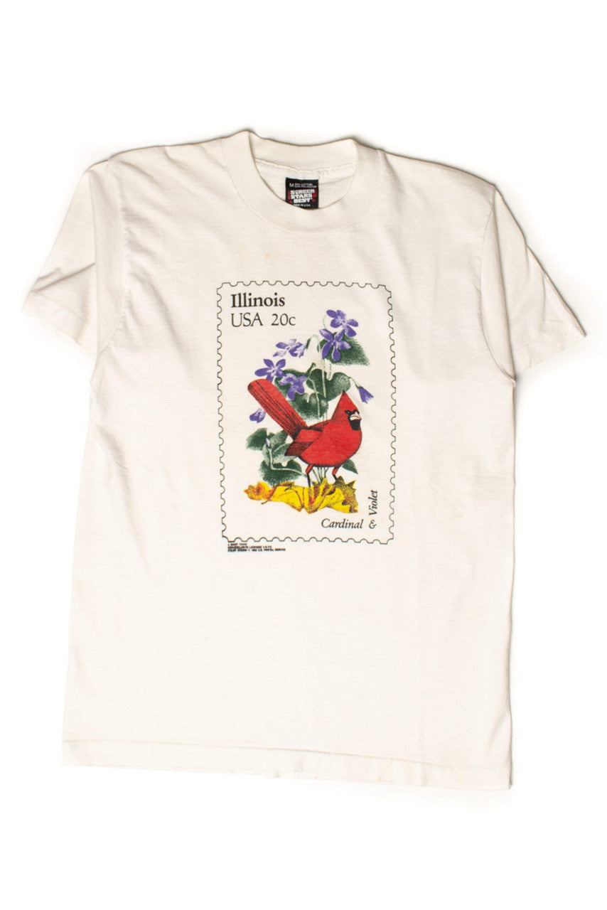 Vintage Illinois Postage Stamp T-Shirt (1980s)
