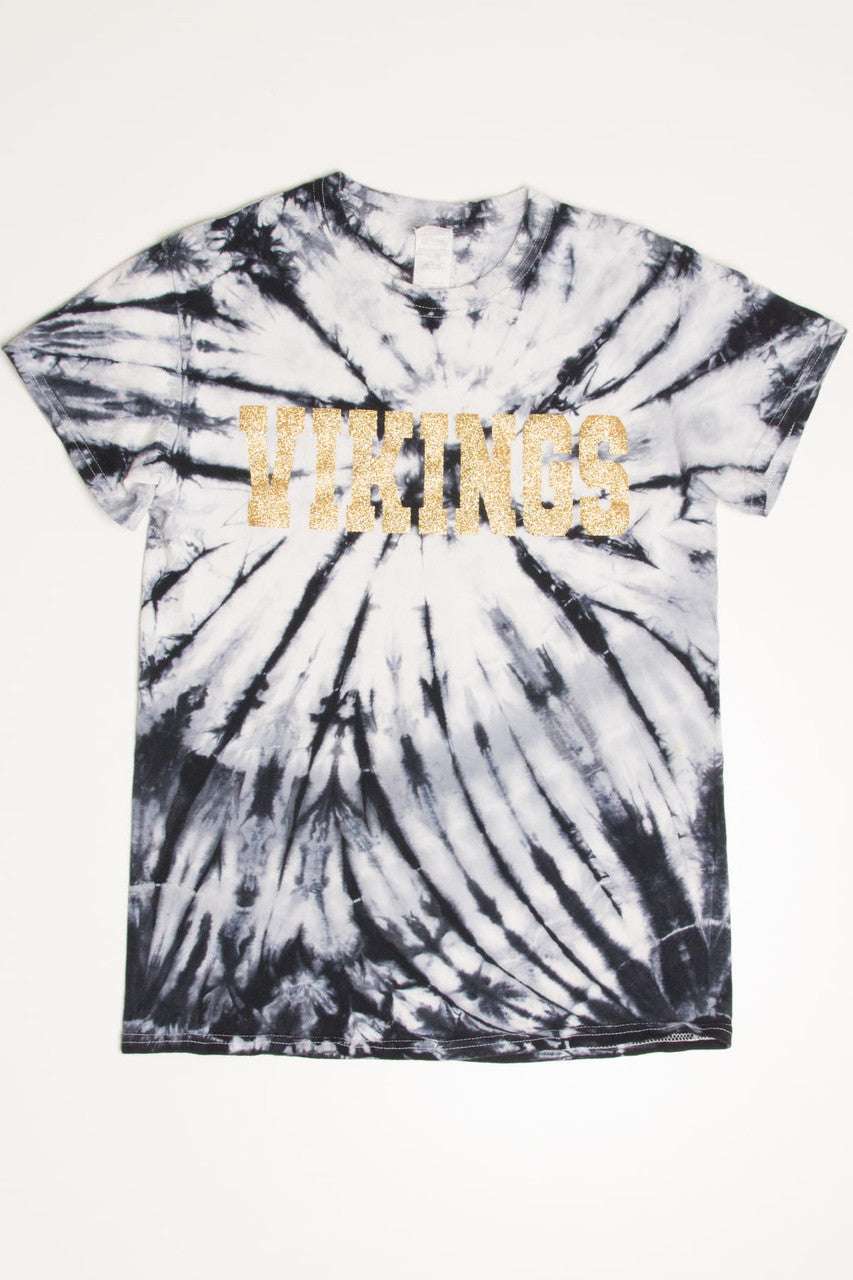 Gold Glitter Vikings Tie Dye T-Shirt