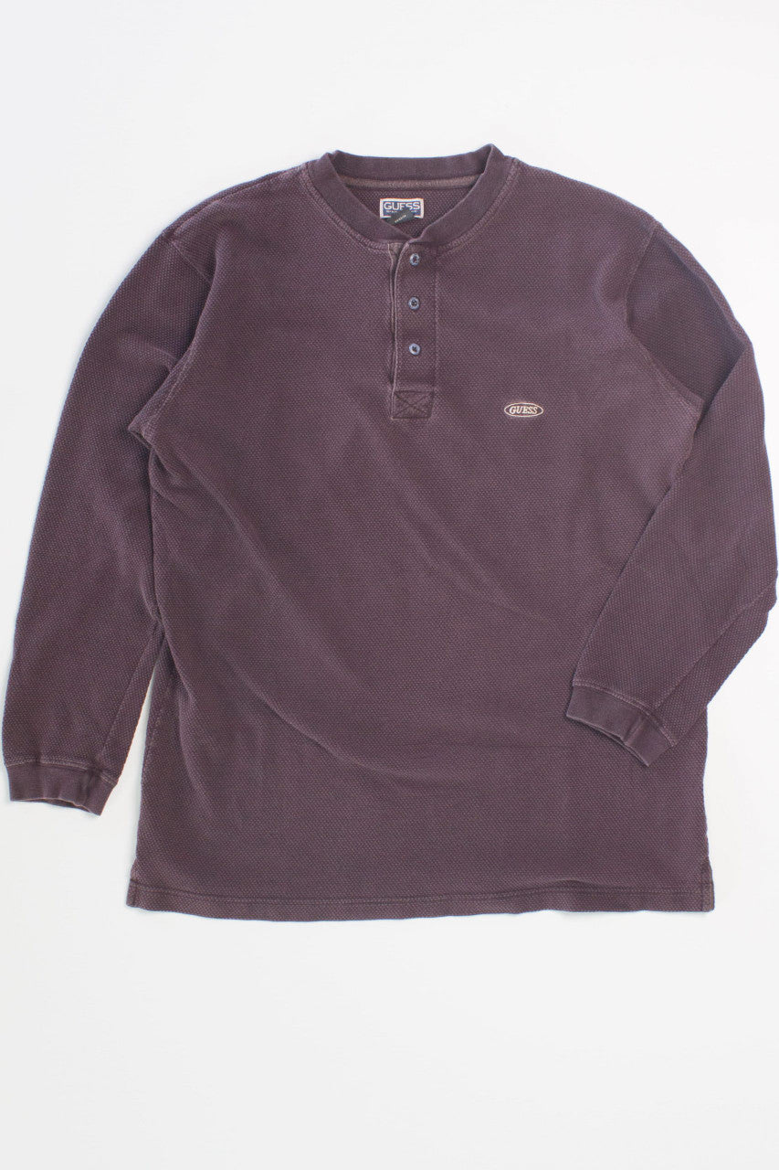 Vintage Guess Long Sleeve Henley T-Shirt