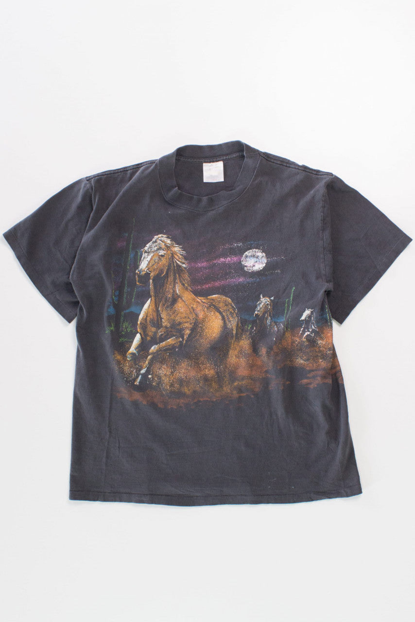 Night Horses Single Stitch Graphic T-Shirt