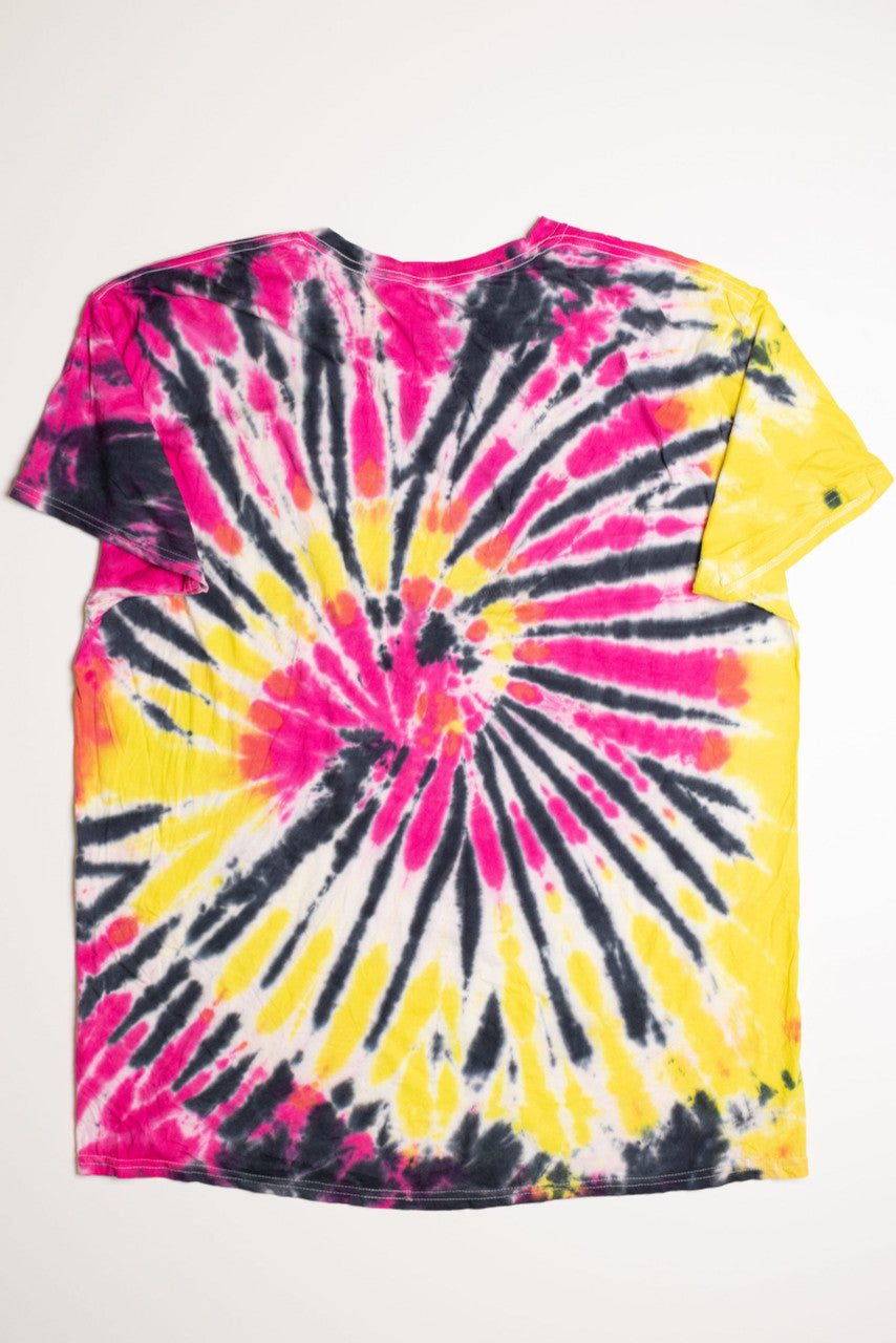 Kiss Me Bro Yellow and Pink Tie Die Screen Print T-Shirt