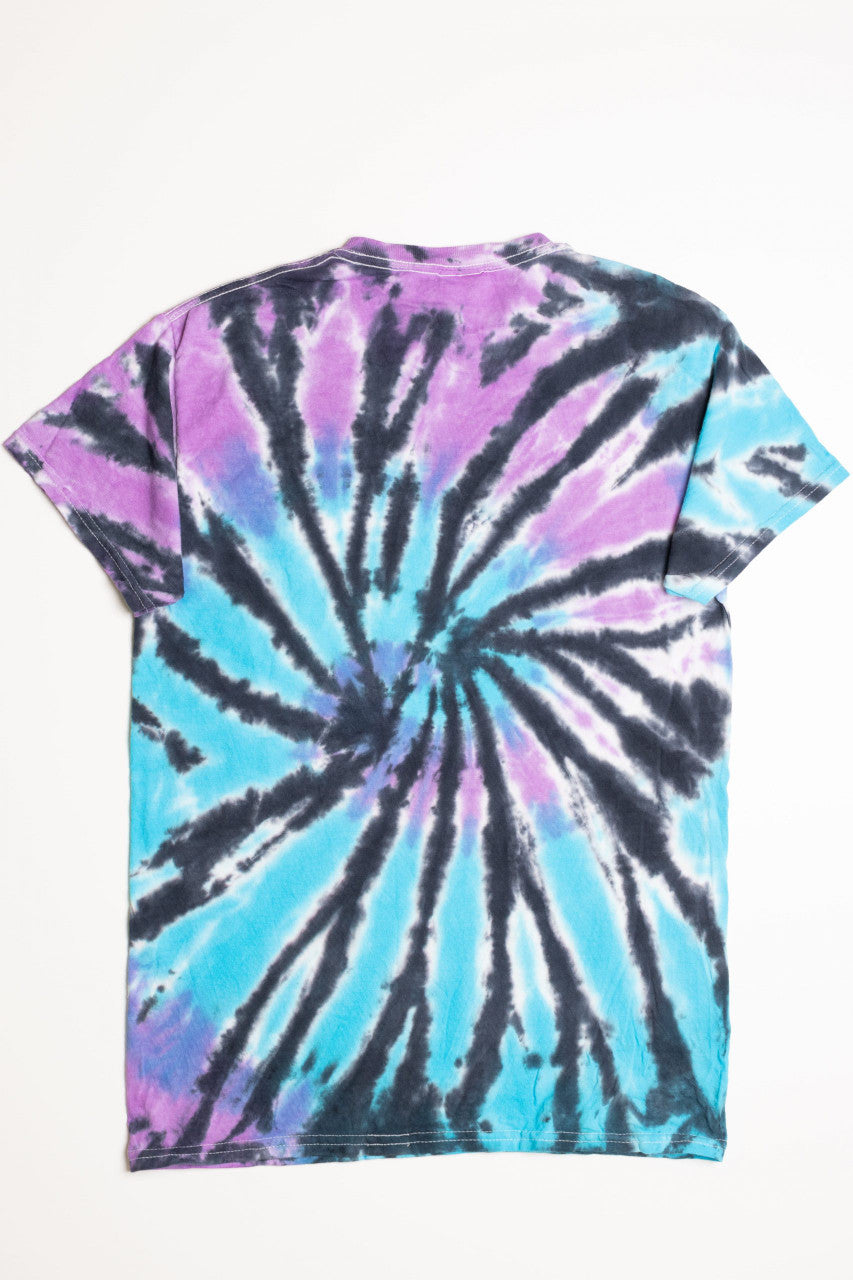 Kiss Me Bro Blue and Purple Screen Print Tie Dye T-Shirt