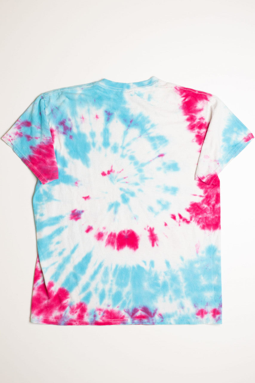 Blue and Pink Gay Cat Tie Dye Screen Print T-Shirt