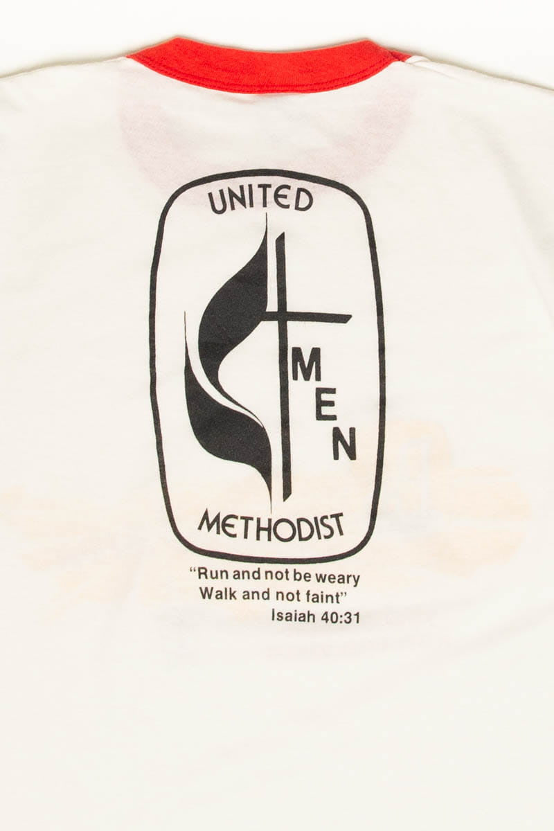 Vintage Perdue Methodist Fellowship Ringer T-Shirt (1985)