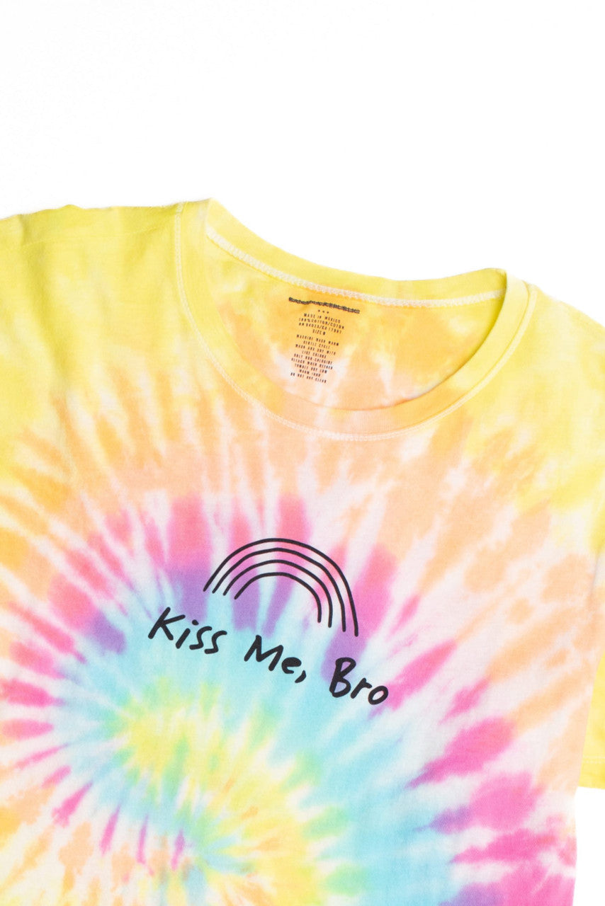 Kiss Me Bro Multicolor Tie Dye Screen Print T-Shirt 5