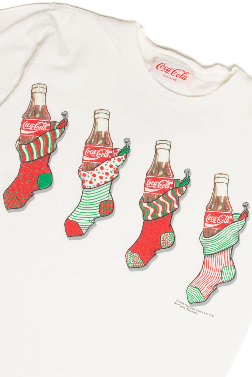Vintage Coca-Cola Christmas Stockings T-Shirt (1994)