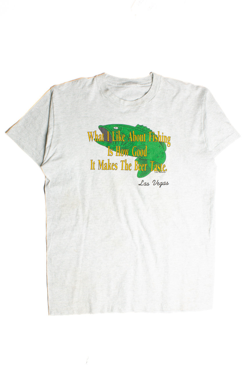 Vintage "What I like about fishing is how good it makes the beer taste" T-Shirt 8425