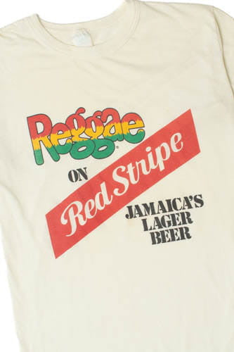 Vintage Red Stripe Jamaican Beer Single Stitch Paper Thin T-Shirt