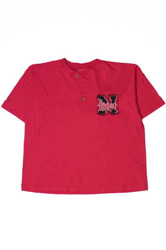 Vintage Nebraska Huskers Three Button Henley