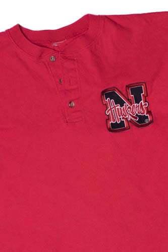Vintage Nebraska Huskers Three Button Henley