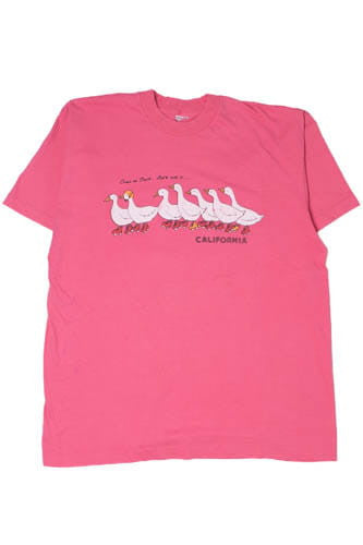 Vintage California "Let's Roll" Rollerskating Ducks Single Stitch T-Shirt (1990s)