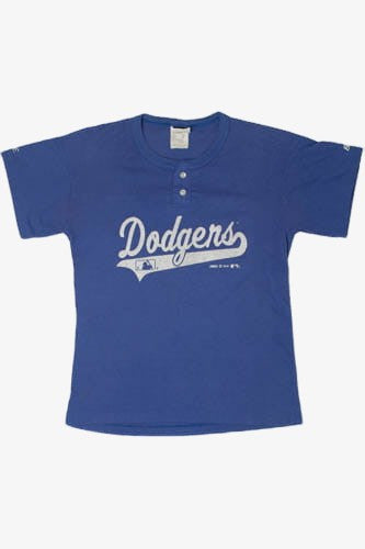 Vintage Dodgers "Rhodes" #10 Button Henley T-Shirt (1990s)