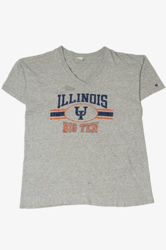 Vintage University Of Illinois Big Ten Champion V-Neck T-Shirt (1980s)