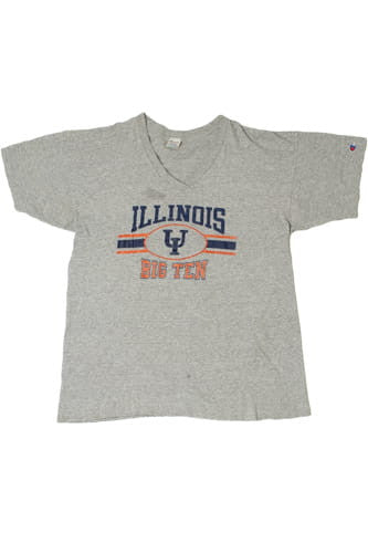 Vintage University Of Illinois Big Ten Champion V-Neck T-Shirt (1980s)