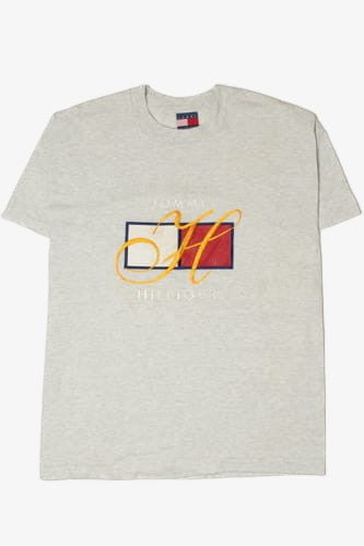 Vintage Tommy Hilfiger Embroidered Logo With Pleather Detail T-Shirt