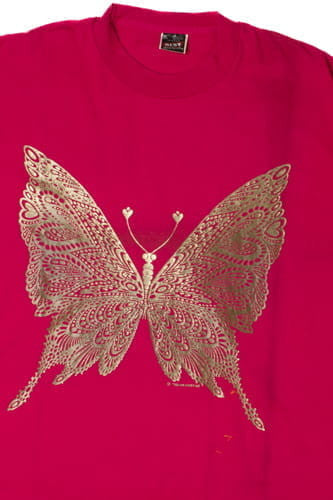 Vintage Gold Butterfly Graphic T-Shirt 9862