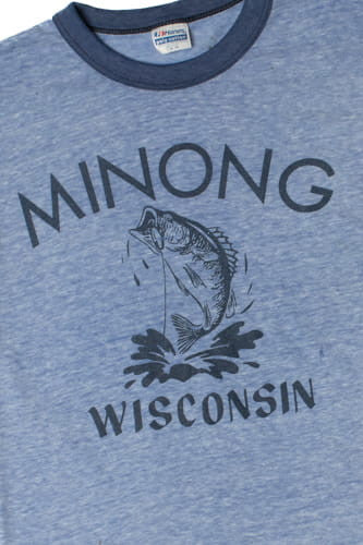 Vintage Minong Wisconsin Fishing Ringer T-Shirt