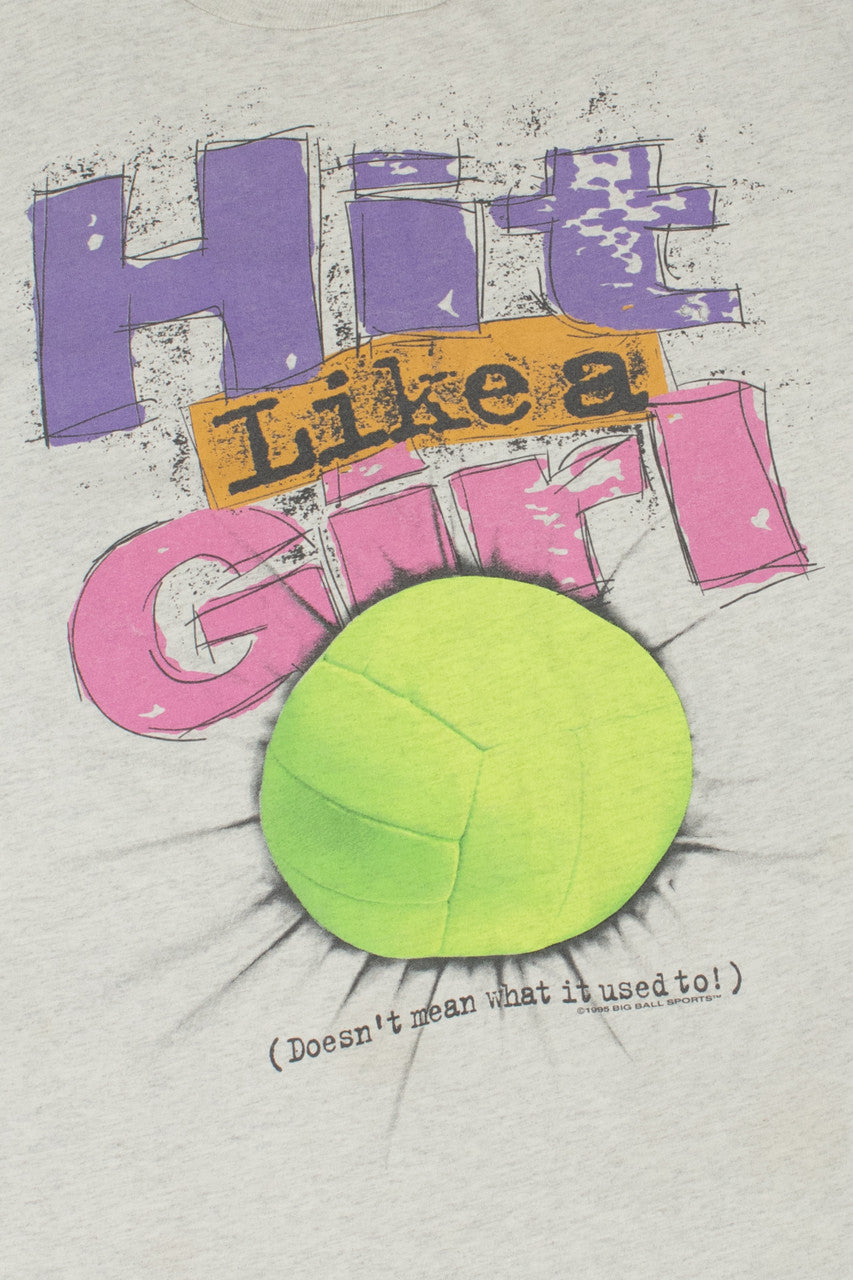 Vintage 1995 Volleyball "Hit Like A Girl" Single Stitch T-Shirt