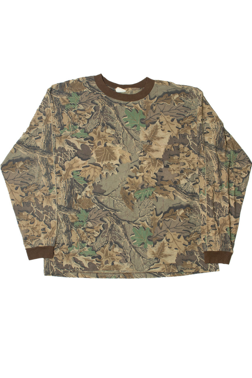 Vintage Leafy Camo Pocket Long Sleeve T-Shirt
