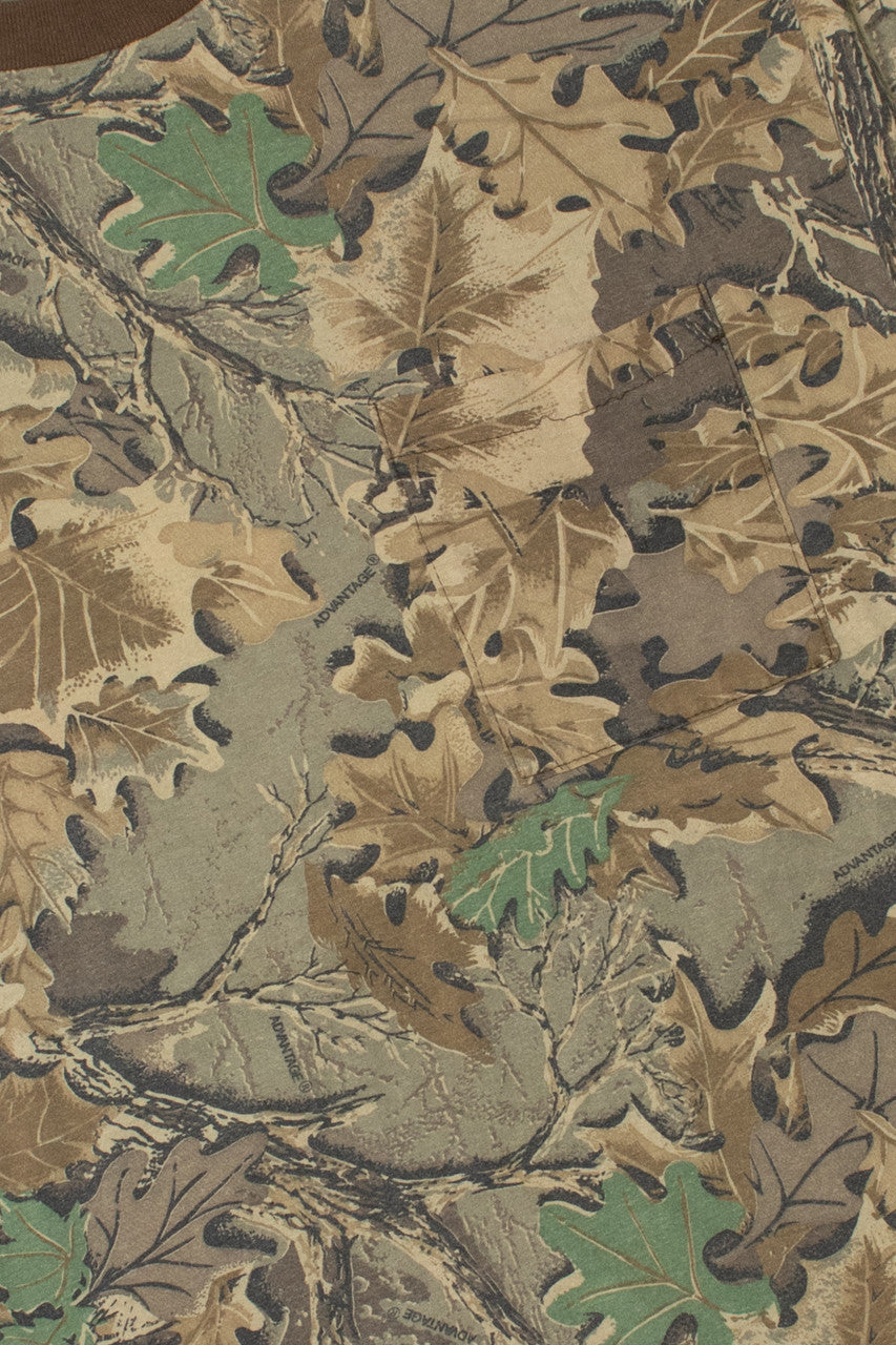 Vintage Leafy Camo Pocket Long Sleeve T-Shirt