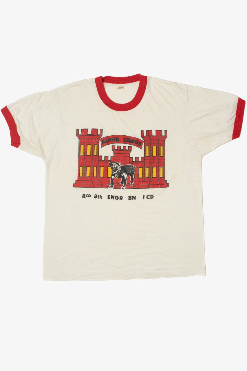 Vintage 1980's "Alpha Dawgs" Army Battalion Ringer T-Shirt