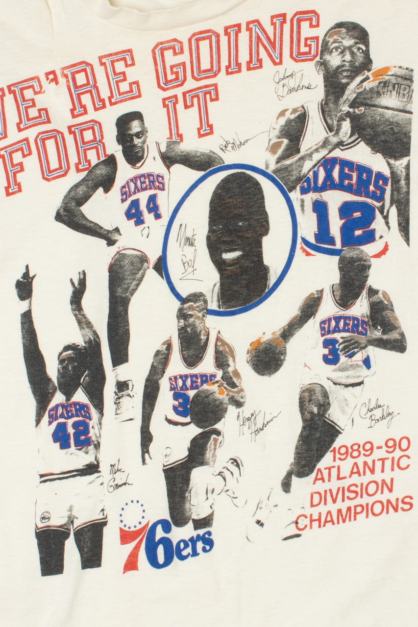 Vintage 1990 76ers NBA "We're Going For It" Long Sleeve T-Shirt