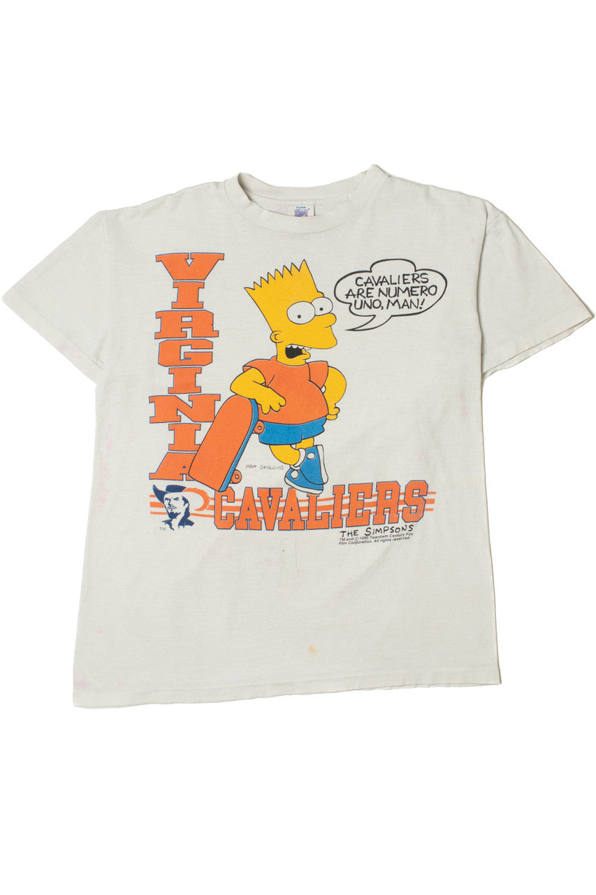 Vintage 1990 Bart Simpson University of Virginia Cavaliers T-Shirt