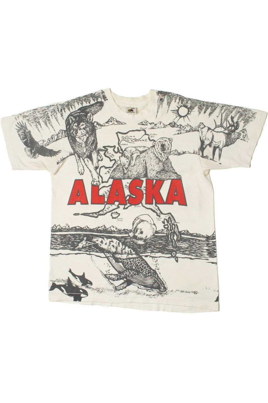 Vintage "Alaska" Wilderness All Over Print Single Stitch T-Shirt