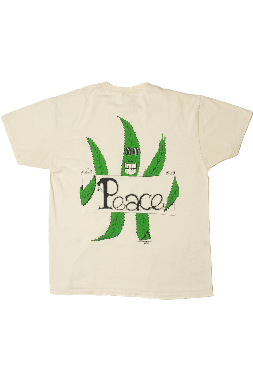 Vintage 1993 The Mountain "Hi" "Peace" Weed Leaf Front/Back T-Shirt