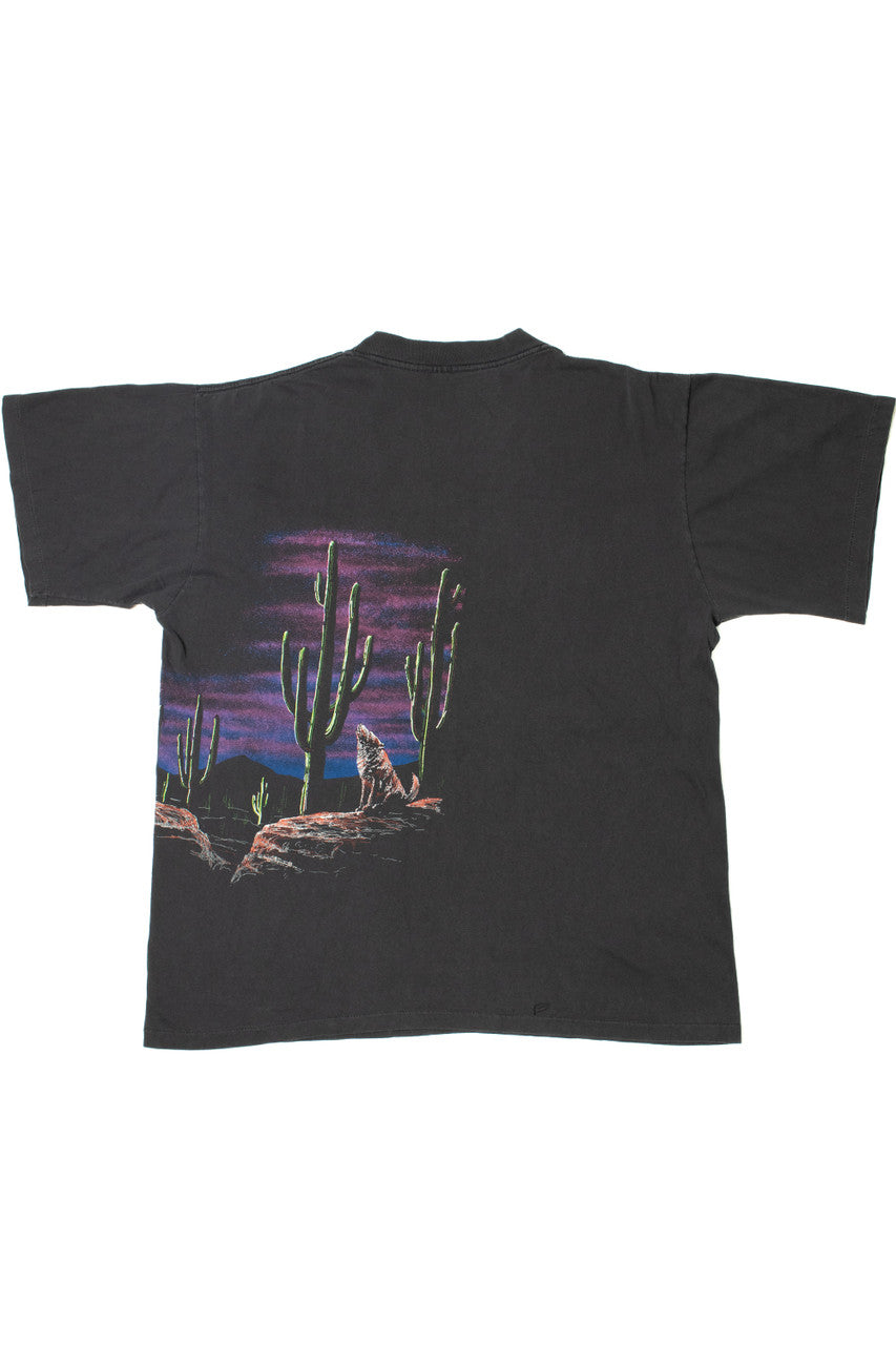 Vintage Howling Desert Wolf Wraparound Single Stitch T-Shirt