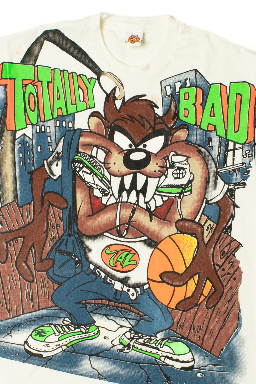 Vintage 1997 Taz "Totally Bad" "Larger Than Life" Front/Back Looney Tunes T-Shirt