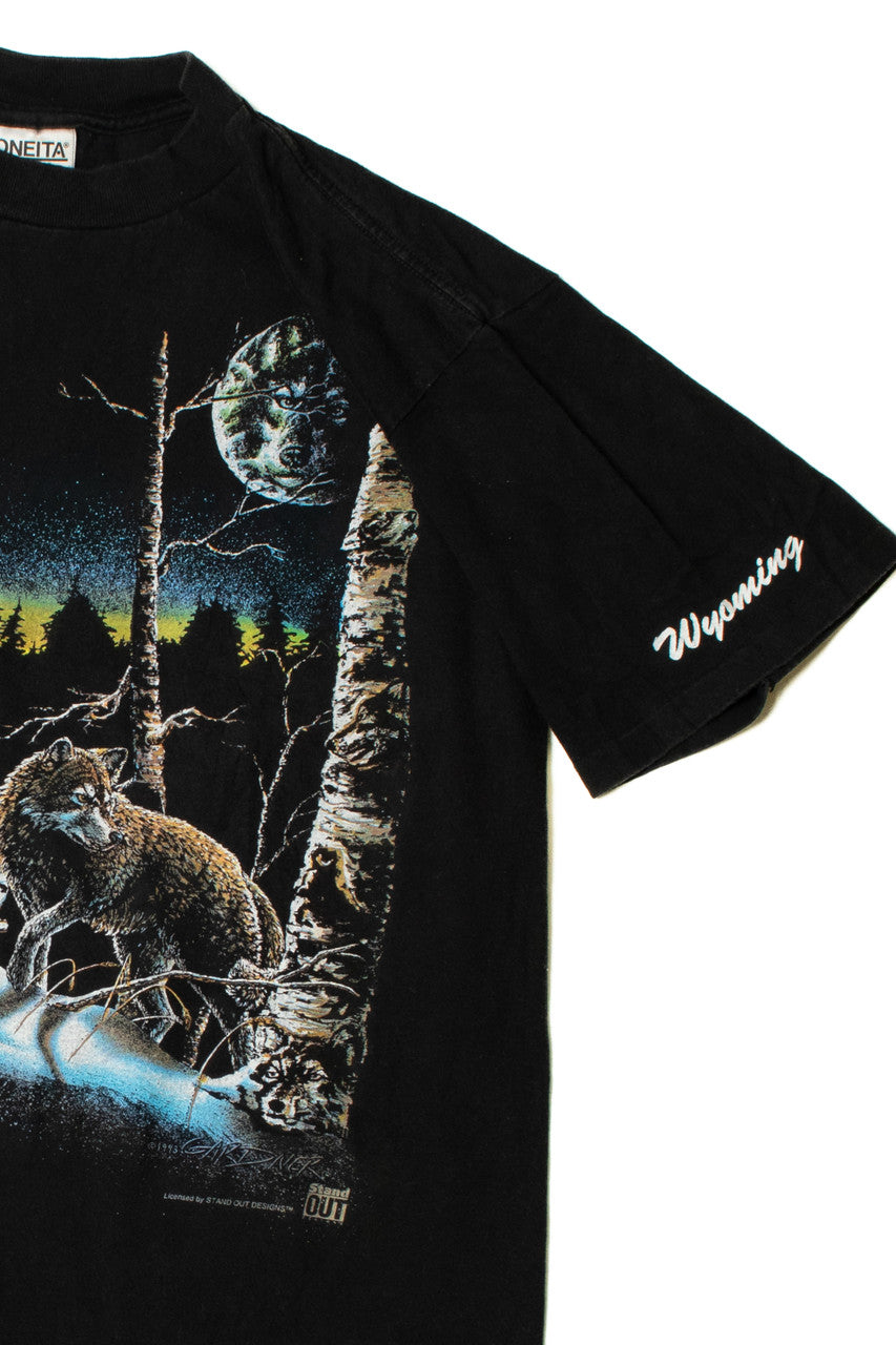 Vintage 1993 Wolf Full Moon "Wyoming" Single Stitch T-Shirt