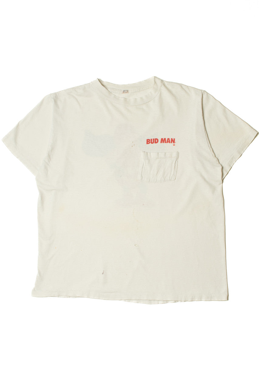 Vintage 1987 "Bud Man" Budweiser Square Pocket T-Shirt
