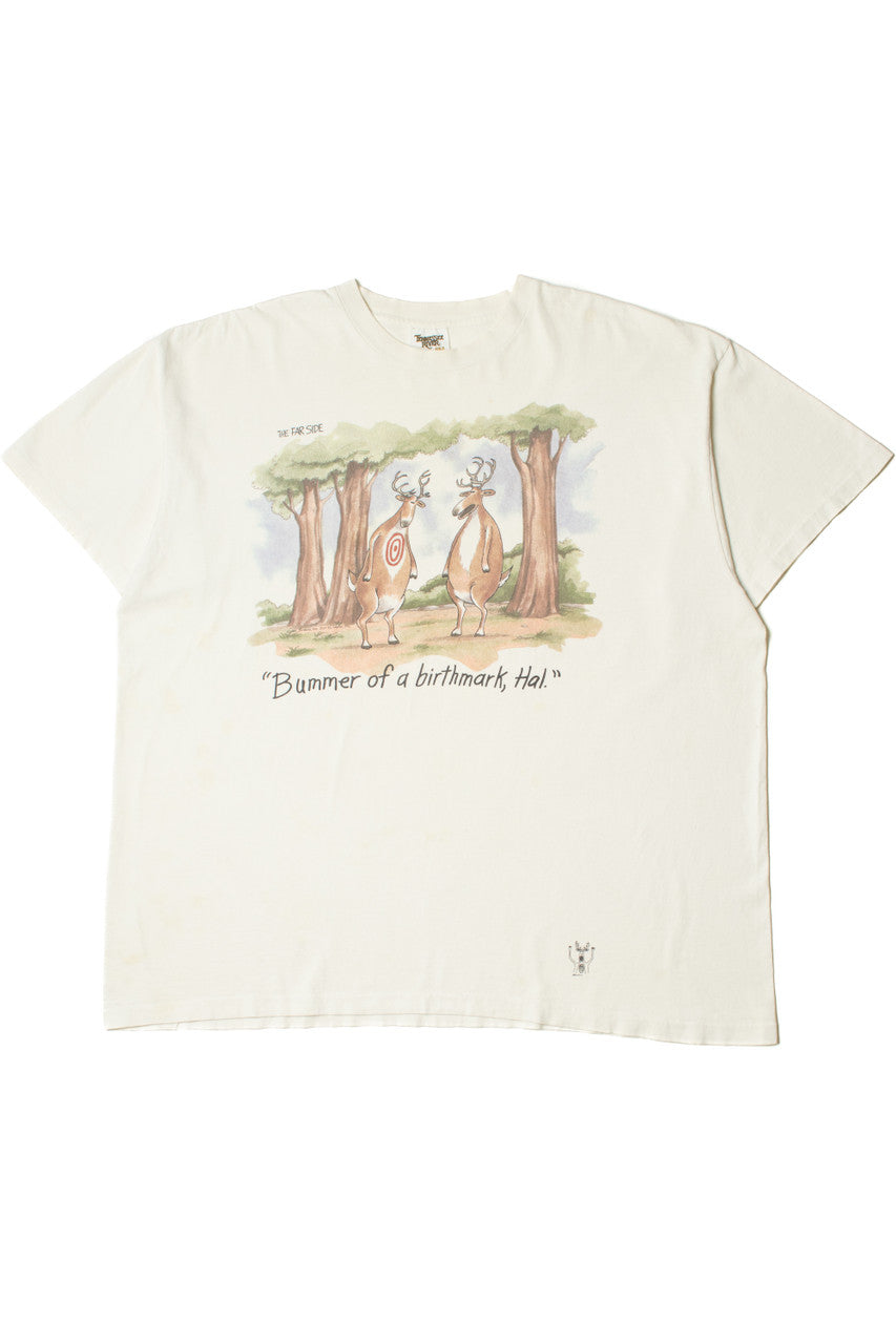 Vintage "Bummer Of A Birthmark" The Far Side Comic Deer Hunting T-Shirt