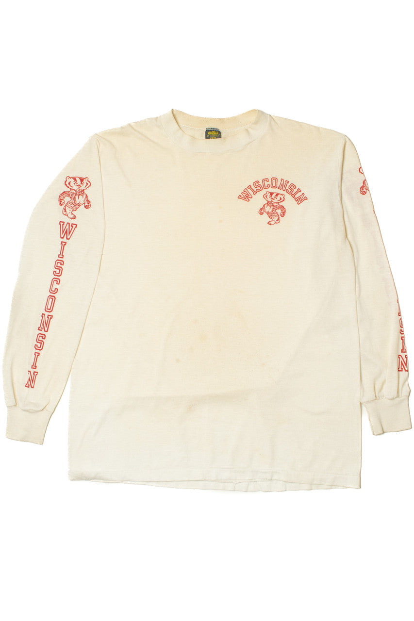 Vintage 1980's Distressed Wisconsin Badgers Long Sleeve T-Shirt