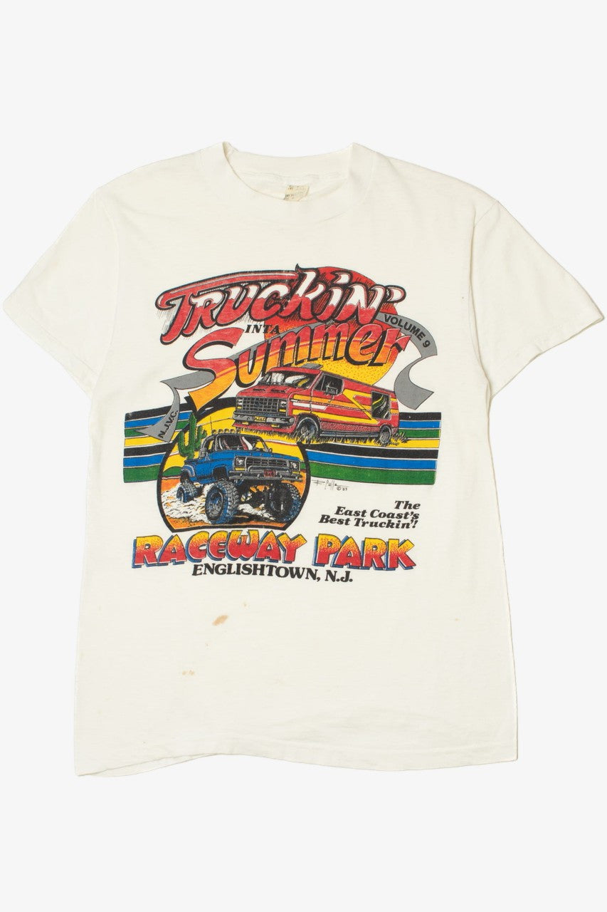 Vintage 1983 "Truckin Inta Summer" Raceway Park T-Shirt 9582