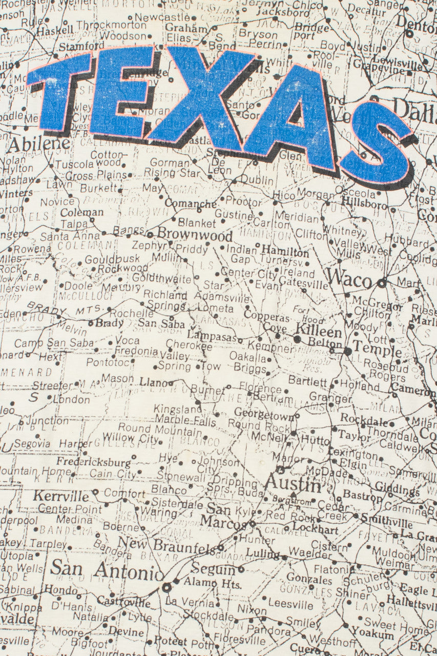 Vintage Distressed "Texas" Map All Over Print T-Shirt