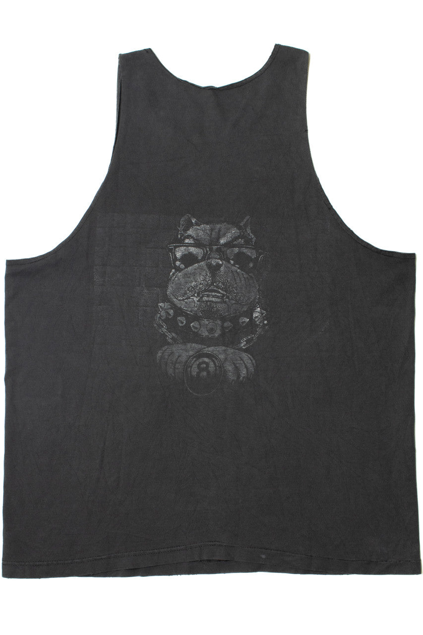 Vintage Distressed 8 Ball Pool Bulldog Front/Back Print T-Shirt