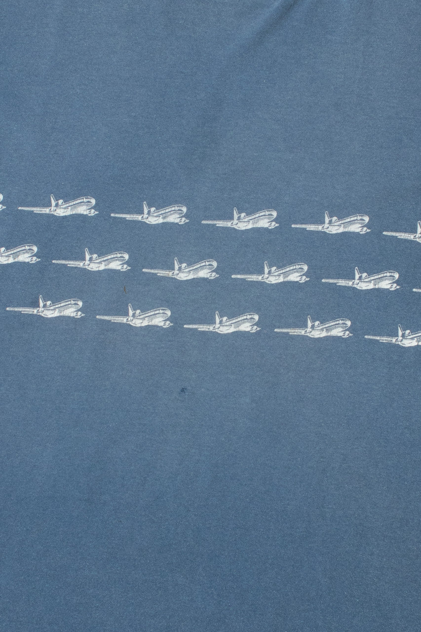 Vintage Delta "We Love To Fly..." Airplane Wraparound Print T-Shirt