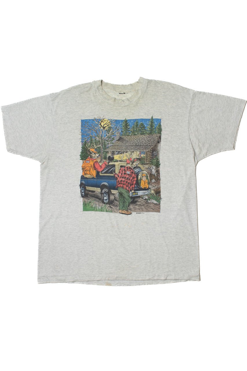 Vintage 1993 "Trophy Hunter" Deer Hunting Cartoon T-Shirt