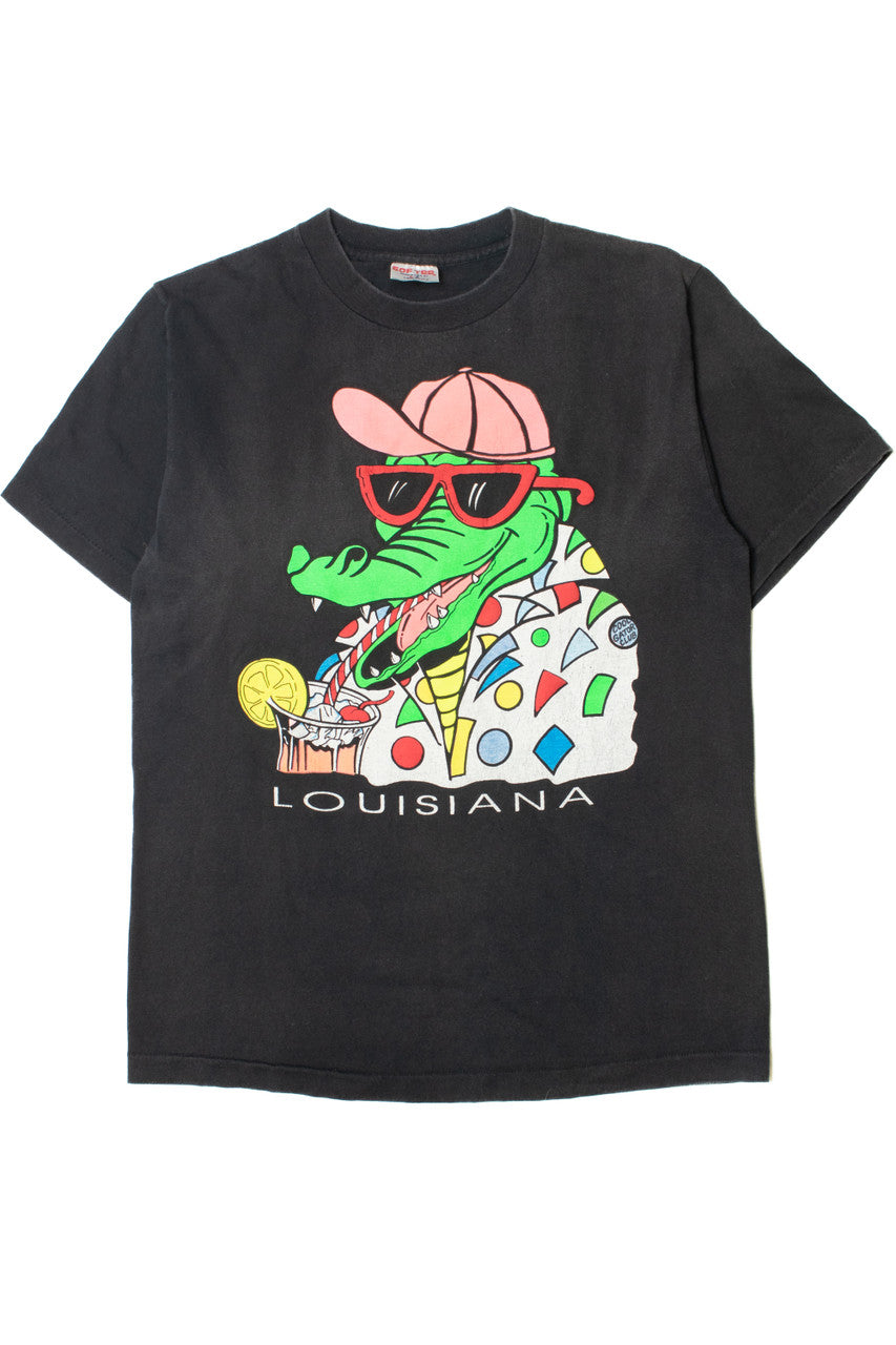 Vintage Louisiana "Cool Gator" Embossed Print T-Shirt
