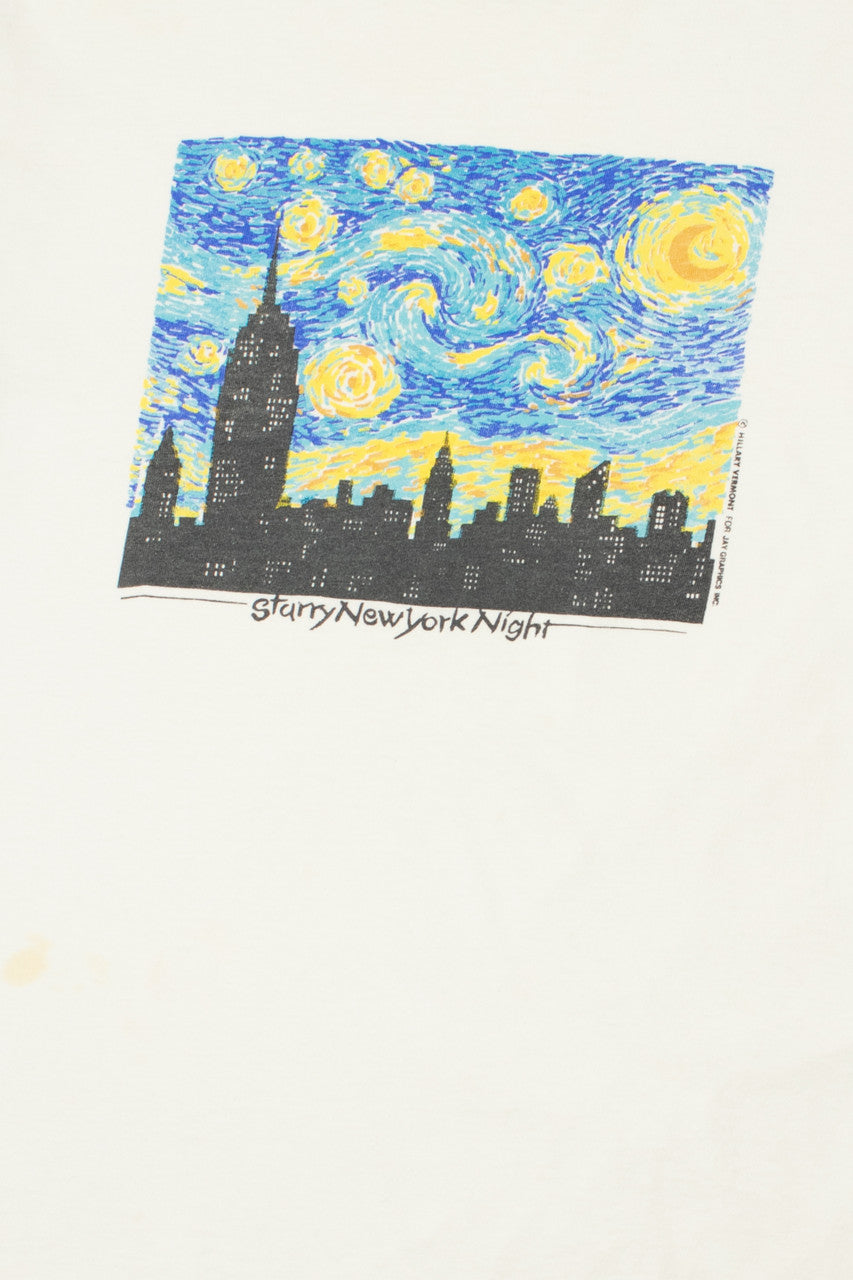 Vintage "Starry New York Night" Van Gogh Inspired Print T-Shirt