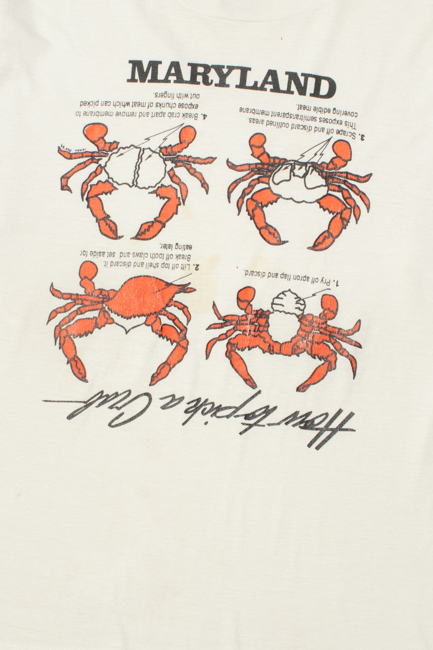 Vintage Maryland "How To Pick A Crab" Guide T-Shirt (1990s)